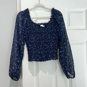 Lush Floral Smocked Long Sleeve Top